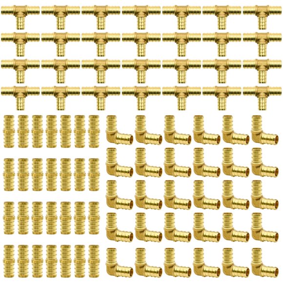 Juego de accesorios PEX RUBY.Q, 90 piezas, empalmes de latón de 1/2 pulgada
