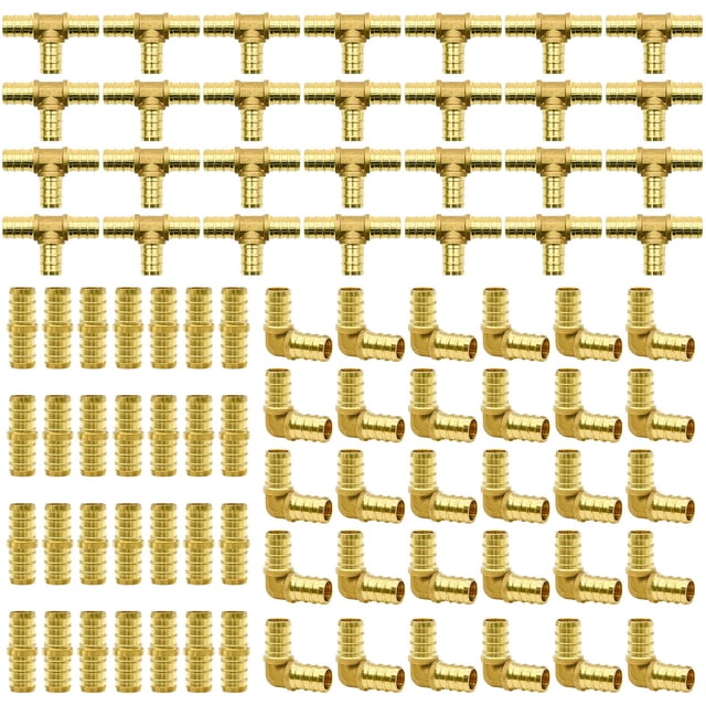 Juego de accesorios PEX RUBY.Q, 90 piezas, empalmes de latón de 1/2 pulgada