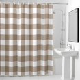 thumbnail image 4 of Light Brown Buffalo Check Plaid Fabric Shower Curtain Farmhouse Style Washable Shower Curtains for Bathroom, Waterproof Bath Curtain with Hooks Home Decor 72x72in, 4 of 8