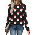 thumbnail image 2 of Christmas Tops for Women Graphic Tees Loose Fit Long Sleeve Raglan Shirts Round Neck Funny Xmas Holiday Outfits (XL, Black), 2 of 7