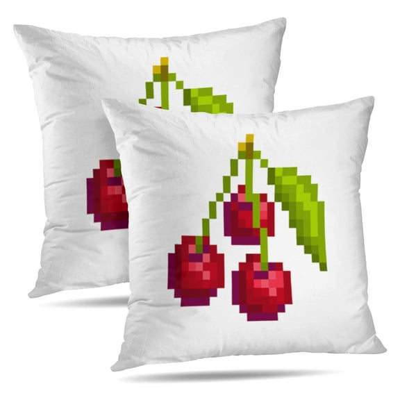 LALILO Throw Pillow Covers Red Leaf White Art School Square Grid Cushion Cover 18" x 18", 2 Pack