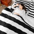 thumbnail image 4 of Feelyou Geometric Abstract Twin Bedding Sets 7-Piece, Black White Stripes Bedding Comforter Set, Teens Kids Boys Girls Reversible Sheet Sets, Ultra Soft Home Decor, 4 of 7