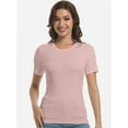 thumbnail image 5 of Womens Scoop Neck T Shirts Basic Ribbed Tees Fitted Tshirt Plain Short Sleeve Tops Casual, 5 of 6