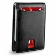 thumbnail image 3 of Cartera con tarjetero de cuero PU, resistente al desgaste, con múltiples ranuras para tarjetas, cartera ultrafina para hombre, color negro, 3 of 10