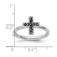 thumbnail image 2 of 2.25mm 925 Sterling Silver Polished Stackable Marcasite Religious Faith Cross Ring Size 7 Stackable Ring for Women, 2 of 2