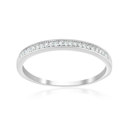 Antique Filigree Wedding Bands - 1/8ct Diamond Wedding Stackable Womens Anniversary Filigree Ring 10K White Gold