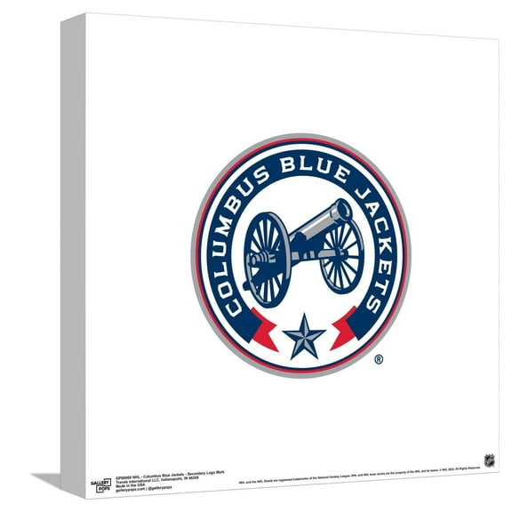 Gallery Pops NHL Columbus Blue Jackets - Secondary Logo Mark Canvas Wall Art, Unframed Version, 12" x 12"