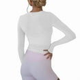 thumbnail image 5 of Womens Ballet Wrap Top Long Sleeve Tie Front Workout Cover Up Pilates Yoga Tops Shirt Going Out White M, 5 of 8