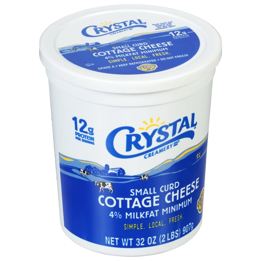 Crystal Creamery Small Curd 4% Milk Fat Cottage Cheese Plastic Tub 32 oz