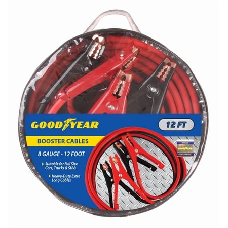 Goodyear Jumper Cables for Car, Emergency Booster Cable 8 Gauge 12 ft