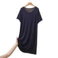 thumbnail image 4 of Women's Short Sleeve Nightgown Crew Neck Ruffle Cuff Polka Soft Comfortable Loose Midi Breathable Cute Loungewear Dress Navy Womens Comfy Pajama Dress XL, 4 of 4