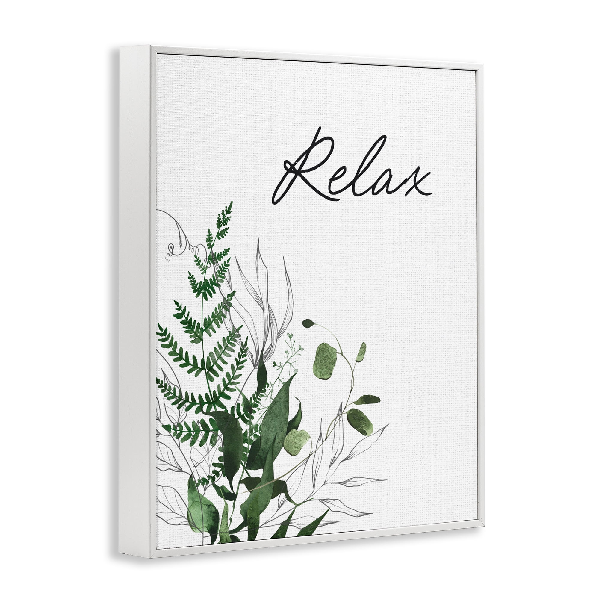 Relax Ferns & Botanicals White Framed Giclee Art, design by Lettered and Lined