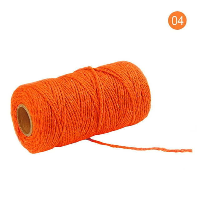 fashionhome Cotton Cord Rope Crafts Macrame cotton yarn rope Artisan String Solid Color Cotton Yarn Rope Home Textiles 91.5m, Orange