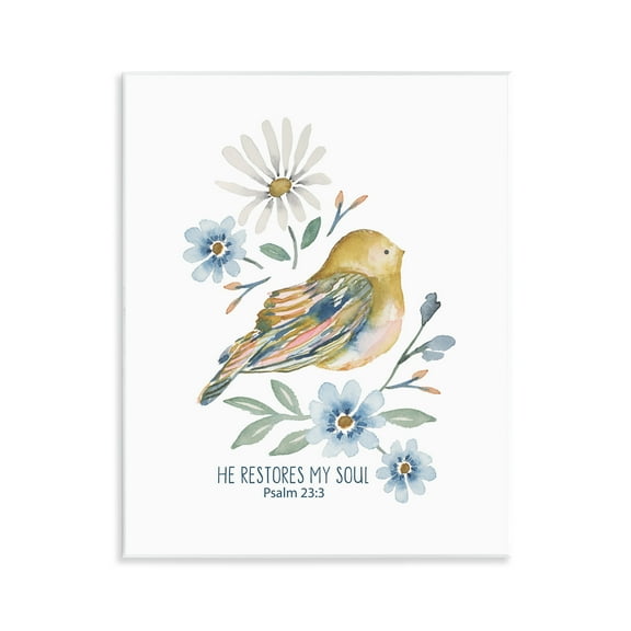 Stupell Industries He Restores My Soul Botanical & Floral Painting Unframed Art Print Wall Art, 11 x 14