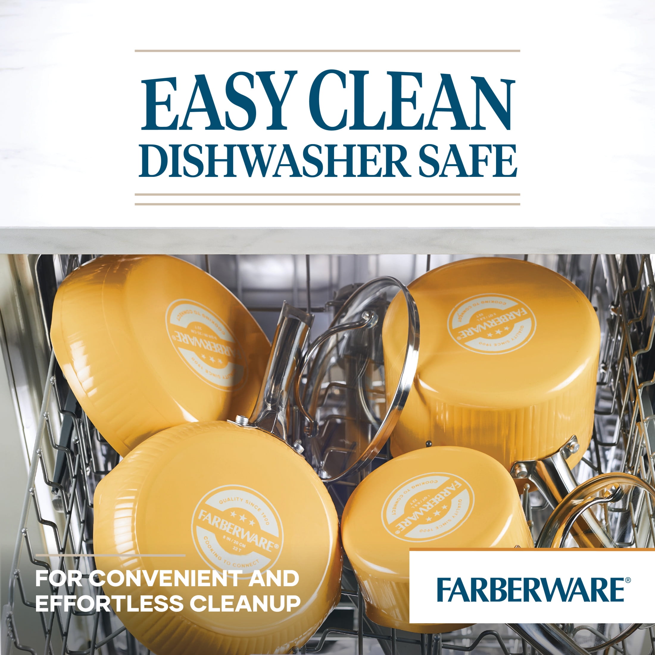 Farberware Style 3 qt Nonstick Saute Pan with Tempered Glass Lid, Dishwasher Safe, Oven Safe to 500°F, Yellow