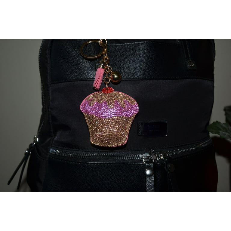 Cupcake Keychain for Women Girls Backpack Keychains Purse Charm Keyfob  Rhinestone Keyring 