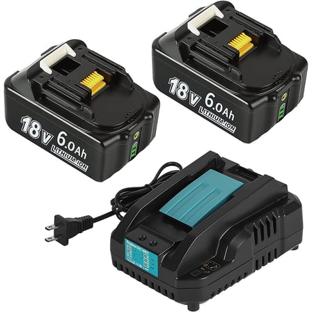 2 Pack 6.0Ah BL1860B Battery with DC18RC Charger Compatible with Makita 18V Battery BL1860 BL1850 BL1850B BL1840 BL1840B BL1830 BL1830B BL1815B LXT400 18-Volt Power Tools Batteries