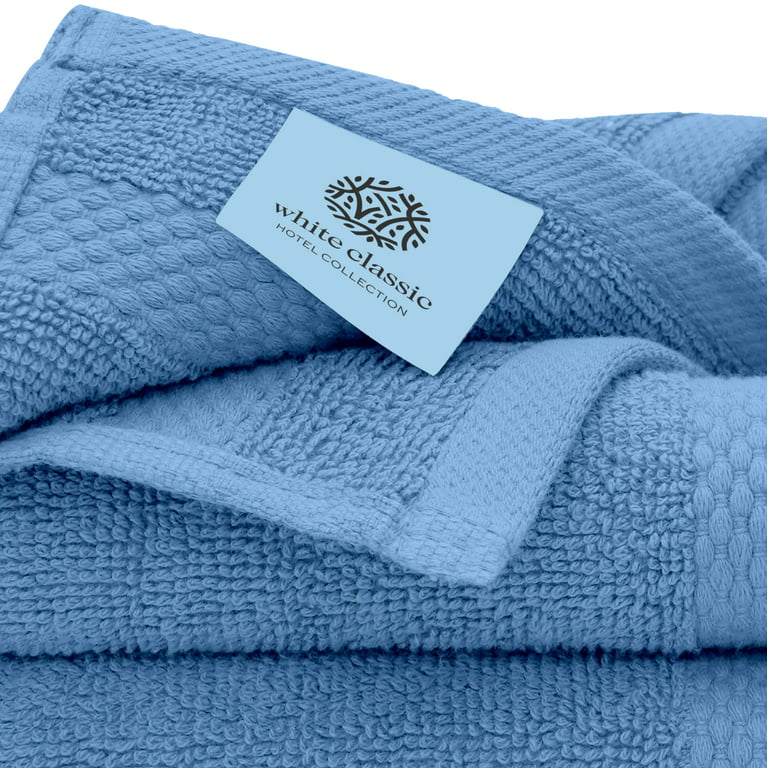  White Classic Luxury Cotton Washcloths - Large Hotel Spa  Bathroom Face Towel, 12 Pack