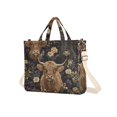 thumbnail image 7 of FORMRS Womens Corduroy Tote Bag Crossbody Shoulder Handbag with Pocket, Cows and Flowers, 7 of 7