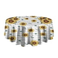 thumbnail image 5 of White Sunflower Letter Pattern Round Tablecloth 60"x60",Wrinkle Wipeable Table Cloth for Kitchen Dining Room Picnic Patio Party, 5 of 6