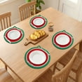 thumbnail image 3 of Farmhouse Round Placemats Set of 6 Woven Placemats for Dining Table Decor Kitchen Table Mat Wipe Clean Red 11.8inch, 3 of 5