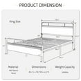 Allewie Walnut King Size Bed Frame with Wooden Headboard, Vintage Metal