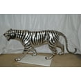 thumbnail image 3 of Nifao Tiger bronze statue with black and silver finish – Garden Outdoor Decor Sculpture, 80"L x 15"W x 34"H, 3 of 8