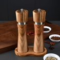 thumbnail image 4 of Juego de molinillo de sal y pimienta de madera de acacia - Salero y pimentero manual, almacenamiento y organización de la cocina - 21,5 cm, 4 of 4