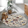 thumbnail image 3 of Round Rugs 4Ft, Boho Ethnic Round Area Rug Washable Indoor Throw Carpet, Retro Floral Geometric Southwestern Soft Non Slip Circle Rug for Kitchen Nursery Room Home Decor Aesthetic, 3 of 8
