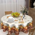 thumbnail image 6 of Thanksgiving Fall Tablecloth Round 60 Inch Autumn Pumpkin Harvest Table Cloths Polyester Fabric Plaid and Fall Leaf Seasonal Table Cover for Kitchen Dining Room Picnic Party Autumn Outdoor, 6 of 6