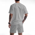 thumbnail image 3 of Men'S Quick Dry Breathable Athletic Tracksuits Short Sleeve T Shirt And Shorts Set For Summer Running Workout And Gym Training,Light Gray,L, 3 of 7