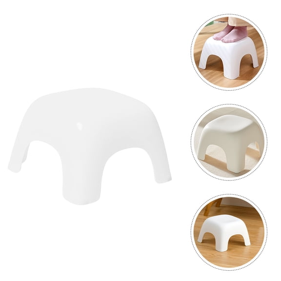 DEEPCRAFF White Plastic Bathroom Foot Stool with Nonslip Design for Toilet Use