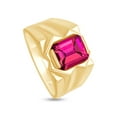 thumbnail image 3 of AFFY 8x10 mm Simulated Birthstone Men's Ring Ruby In 14K Yellow Gold Plated 925 Sterling Silver. Ring Size 10.5, 3 of 6
