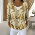 thumbnail image 2 of Women's Fashion Long Sleeve Christmas Snowman Snowflake Print Jacket Cardigan for Holiday Party and Casual Daily Wear,Gold,M, 2 of 5