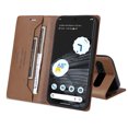 thumbnail image 3 of For Google Pixel 7 Pro Flip Wallet Case,[RFID Blocking]PU Leather Magnetic Folio Cover,With Card Slots,Flip Folding Kickstand,Shockproof TPU Anti-fall Rugged Phone Case Cover,Brown, 3 of 11
