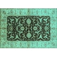 thumbnail image 1 of Ahgly Company Machine Washable Indoor Rectangle Oriental Turquoise Blue Traditional Area Rugs, 8' x 10', 1 of 4