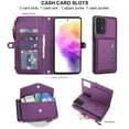 thumbnail image 5 of Decase 2-in-1 Detachable Magnetic Wallet Case Compatible with Samsung Galaxy A56 5G, Shockproof PU Leather Flip Cover with Card Slots,Cash Pocket,Zipper Purse,Crossbody Strap,RFID Blocking,Purple, 5 of 8