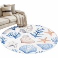 thumbnail image 2 of Summer Blue Round Area Rugs 3 ft, Shell Coral Starfish Marine Life Coastal Washable Small Area Rug with Non-Slip Sturdy Edge Binding Round Front Door Mat Floor Carpet for Entryway, 2 of 9