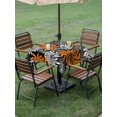 thumbnail image 4 of Outdoor Tablecloth with Umbrella Hole for Patio/Picnic/Party/Camping, Orange Black Flowers Waterproof Table Cloth Square Cover Washable, Abstract Botanical Floral Plant (54"x 54"), 4 of 8