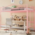 thumbnail image 1 of BeesClover Lit Mezzanine Double avec Échelle Ajustable pour Petites Pièces, Lit Mezzanine en Métal Gain de Place Cadre en Métal Robuste Capacité de Poids de 400 Lb, Aucun Sommier Requis, 1 of 8