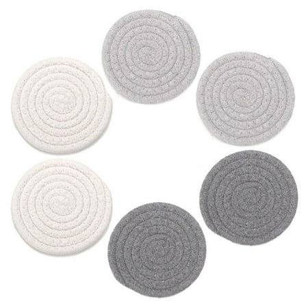 

JINGT Insulation mat coaster bowl mat 11CM 6 piece set cotton rope woven coaster