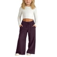thumbnail image 2 of Mercatoo Girls' Twill Pull on Denim Pants Elastic Waist Wide Leg Jeans for Girls Stretchy Baggy 𝐏alazzo Straight Leg Chambray Pants, 2 of 9
