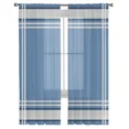 Blue Stripes Texture Tulle Curtains for Living Room Bedroom Voile