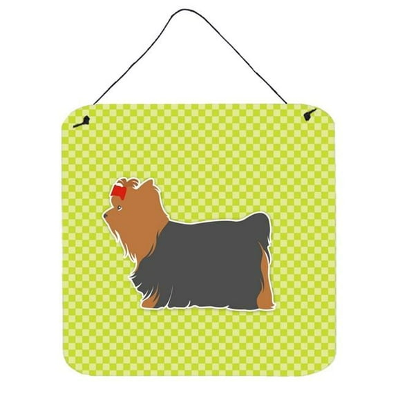 Yorkshire Terrier Yorkie Checkerboard Green Wall or Door Hanging Prints