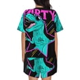 thumbnail image 6 of Fuzoiu Rex Dinosaur With Sunglasses Print Women's Short-Sleeved Pajama Set,Lounge Sleepwear Set,Womens Pajama Sets 2 Piece,Button-Up Top and Shorts with Pockets-XX-Large, 6 of 7