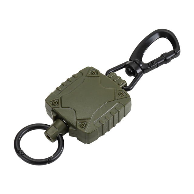 Gancho de almacenamiento de llaves retráctil con cable de acero reutilizable resistente tiburones de vías multitool de vías multihoras al aire libre Verde