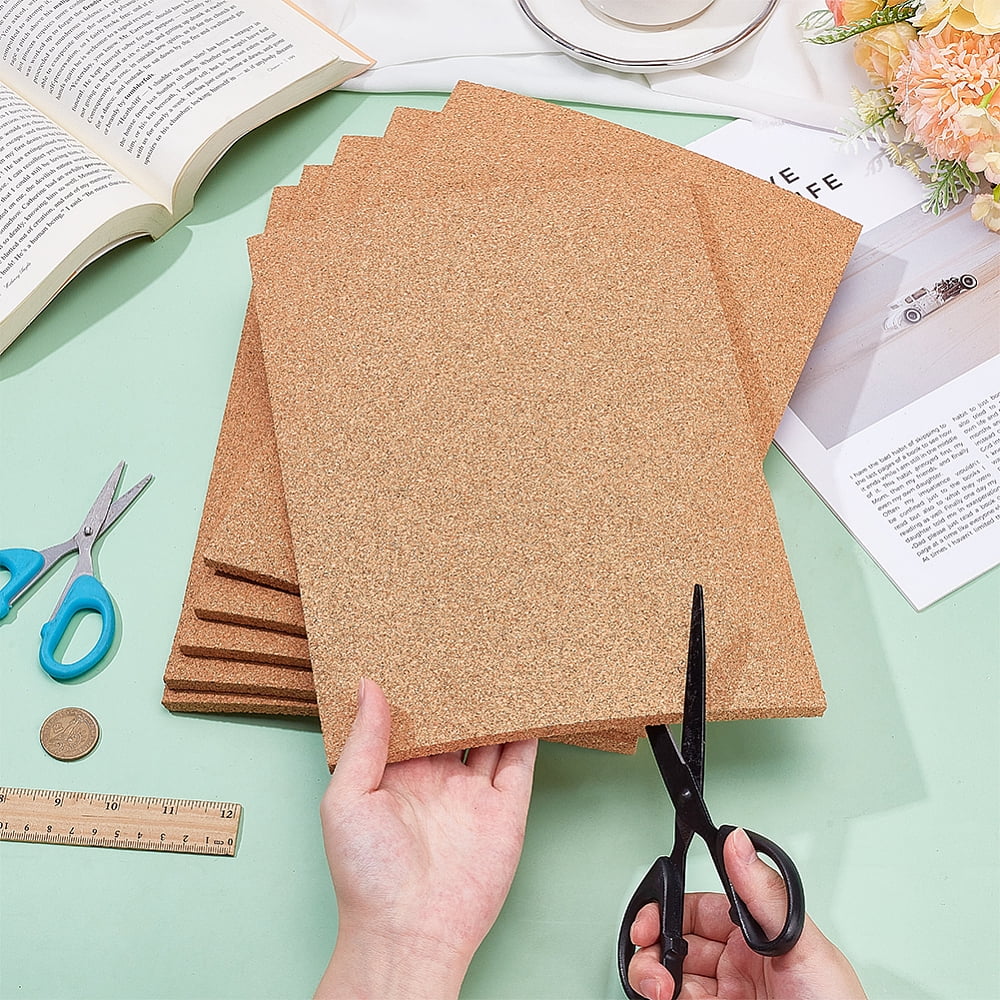6 Pcs Rectangle Corkboards Tiles 8.2 x 11.6 x 0.3 inch Square Bulletin Boards Cork Board for Home School Office Display Supplies