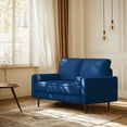 thumbnail image 4 of Dixie 57" Small Sofa Loveseat Couch, Premium Velvet Fabric And 2 Bolster Pillows Suitable for Apartment or Small Living Room, Blue, 4 of 17
