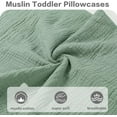 thumbnail image 3 of 2 Pack for Toddler Pillowcase, Small Travel Pillow Cases Covers with Envelope Closure, Soft & Breathable Kids Pillowcase, Grey + Green（33*45cm）, 3 of 5