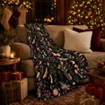 thumbnail image 3 of Whimsical decorative motif Moth Celestial Woodland Pattern Mystical Botanical, Mystical Woodland Scene, Warm Flannel Blanket for Cabin and Lodge, Garden Lovers Housewarming Gift, Botanical Home Decor, 3 of 9